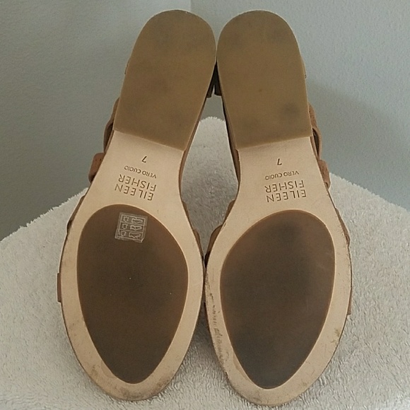 Eileen Fisher Eva Camel Leather Dress Sandals - Picture 5 of 7